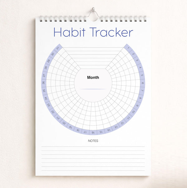Habit Tracker Calendar (Undated 12 Month) with Silver Spiral Bound and Hanger, 7"x10" Habit Planner, Daily Weekly and Monthly Habit Tracker
