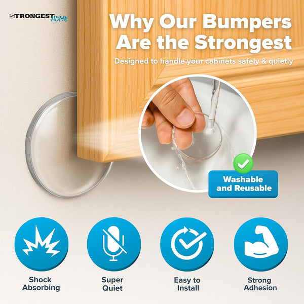 STRONGEST HOME Door Stoppers (Medium) 2" - Door Stop for Wall with Strong Back Adhesive - Quiet and Shock Absorbent Silicone Wall Protectors from