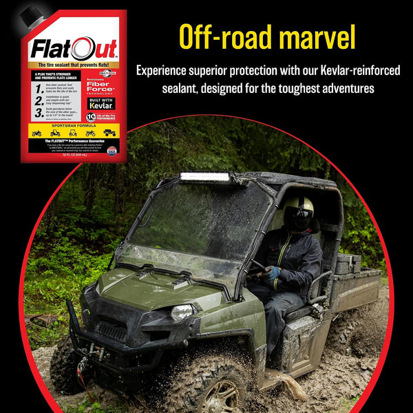 FlatOut Tire Sealant Sportsman Formula - Prevent Flat Tires, Seal Leaks, Contains Kevlar, 32-Ounce Bottle, 1-Pack… 1 Pack - 32 Fl Oz