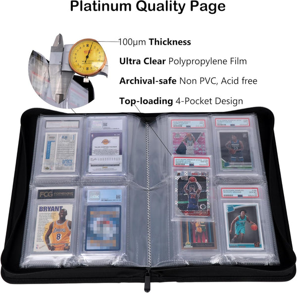 Rayvol Psa-Sized Slab Binder, Graded Card Binder Fit 40 PSA Slabs Includes 40 Psa-Sized Sleeves, 4 Pockets Top Loading Graded Card Holder Storage
