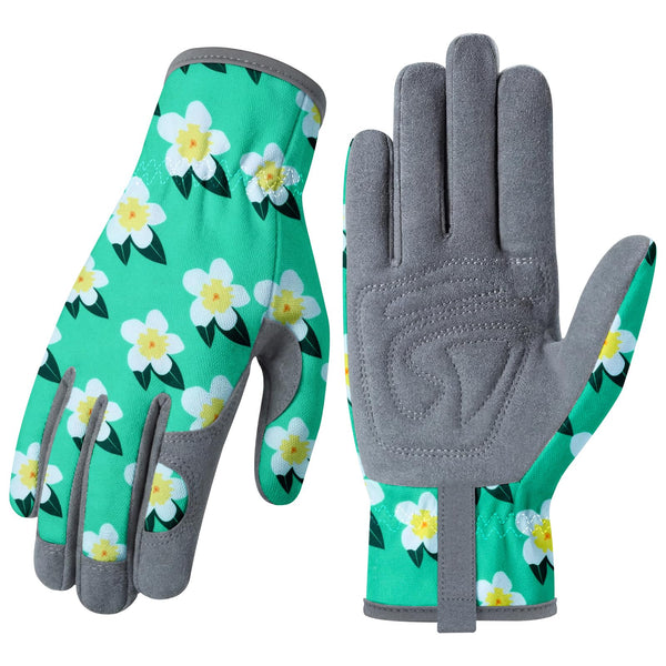 Baidast Gardening Gloves for Women, Breathable Leather Garden Gloves with Grip, Thorn Proof Work Gloves Women(medium)-green+yellow Medium (Pack of 1)