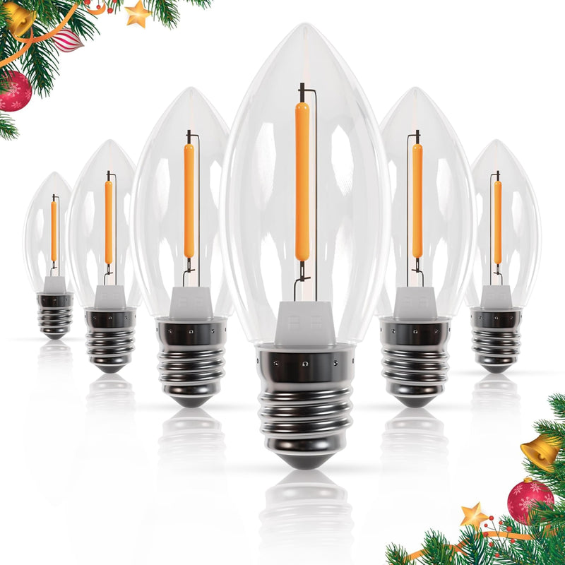 Bluestars 3W C7 LED Light Bulbs, E12 Candelabra Base 120V 15W Equivalent, 2700K Warm White, Non-Dimmable, Clear Glass for Indoor Outdoor Holiday