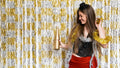 GOER Metallic Tinsel Foil Fringe Curtains Party Photo Backdrop Party Streamers for Birthday,Graduation,New Year Eve Decorations Wedding Decor (2