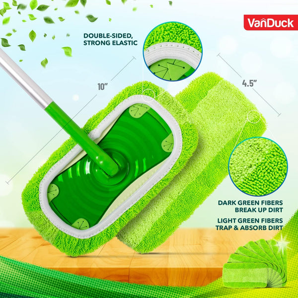 Reusable Mop Pads Compatible with Swiffer Sweeper (2-Pack) - Washable Microfiber Mop Pads for Wet & Dry Use - All Purpose Floor Mopping and