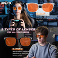 98.6% Blue Light Blocking Glasses for Computer Gaming Anti Eyestrain | Anti Harmful Blue Ray for Better Sleep, Amber High-definition Lens Anti