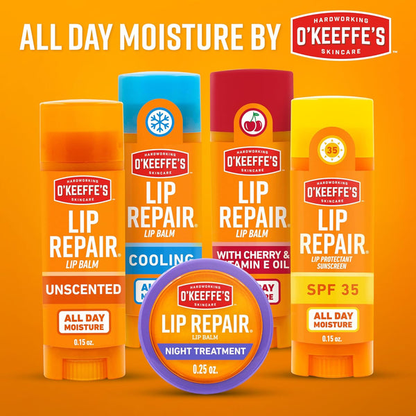O'Keeffe'S Lip Repair Unscented Lip Balm for Dry, Cracked Lips - Stick (Twin Pack) - Moisturizer for Very Dry Lips