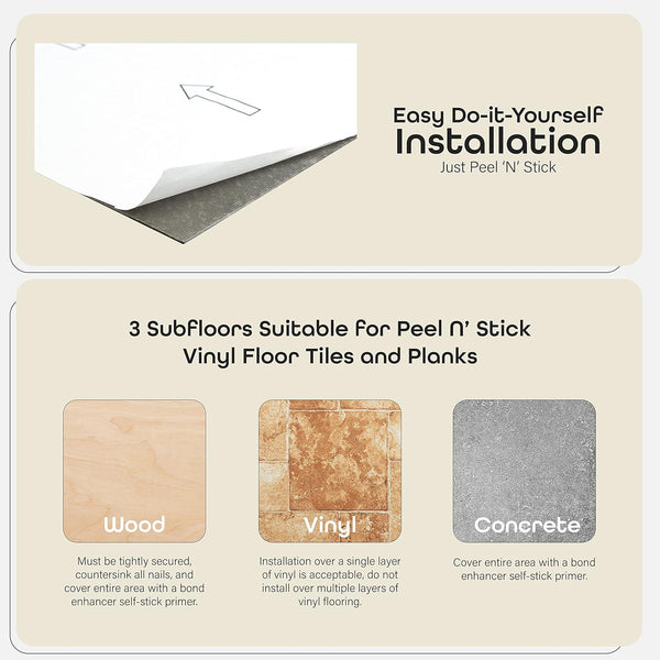 Nexus Self Adhesive 12-Inch Vinyl Floor Tiles, 20 Tiles - 12" x 12", Classic White w/Grey Veins Pattern - Peel & Stick, DIY Flooring for Kitchen,
