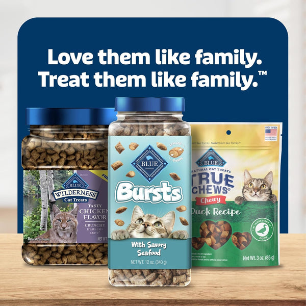 Blue Buffalo Bursts Savory Seafood Crunchy & Creamy Cat Treats, Great for Training, Real Salmon Natural Cat Treats Enhanced with Vitamins,
