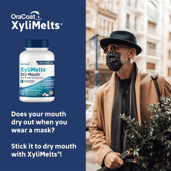 Oracoat XyliMelts for Dry Mouth Night Time or Day - Moisturizing Dry Mouth Adhering Discs, Sugar Free with Xylitol, 100 Count, Slightly Sweet