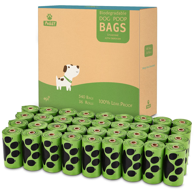 Dog Poop Bags Rolls 540 Count, Unscented Refill Rolls, 9" X 13" Doggie Poop Bags, Dog Waste Bags BY PobbY 540 Bags