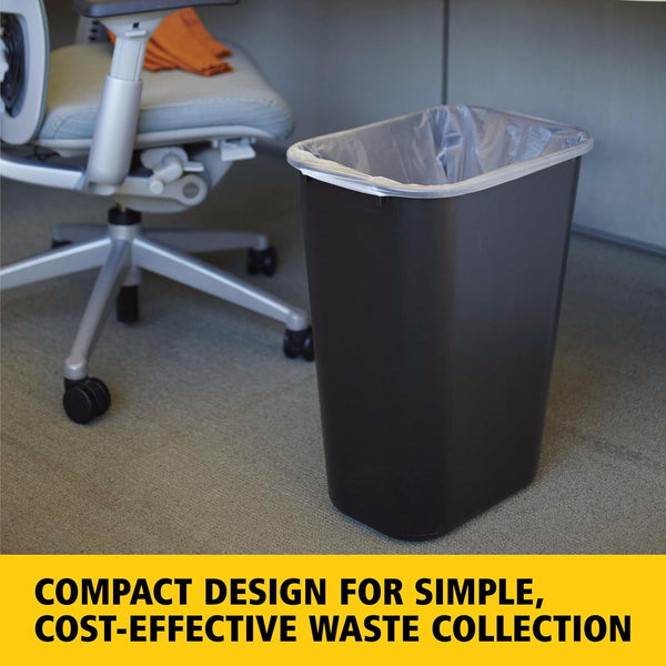 Rubbermaid Commercial Products Deskside Wastebasket/Trash Can, 10.25-Gallon/41-Quart, Black, Plastic, Garbage Can for Home/Office, Fits under