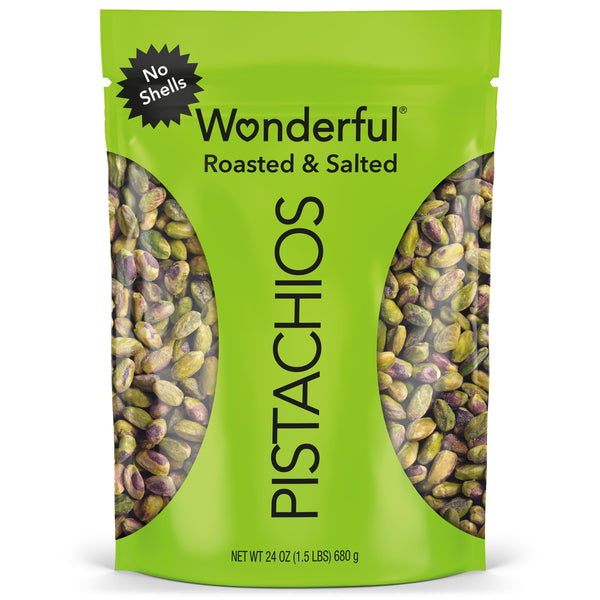 Wonderful Pistachios No Shells, Roasted & Salted Nuts, 24 Ounce Bag Roasted & Salted 24 Ounce (Pack of 1)