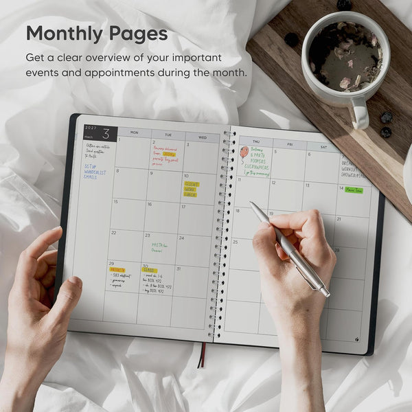 Academic Planner 2026-2027 - Hourly 2026-2027 Planner Weekly and Monthly - Appointment Book with Flexible Cover, Twin-Wire Binding - Simple Design