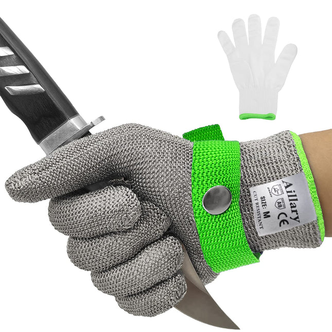 Level 9 Cut Resistant Kitchen Glove,Food Grade,Machine Washable,Stainless Steel Wire Metal Mesh Safety Work Glove for Ma
