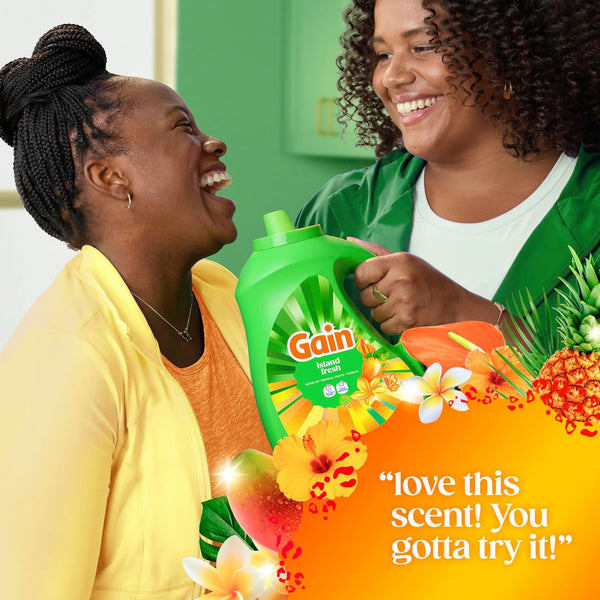 Gain Liquid Laundry Detergent, With Odor Defense, Island Fresh Scent, Laundry Soap For HE Washing Machines, 132 fl oz, 100 Loads (Packaging May Vary)