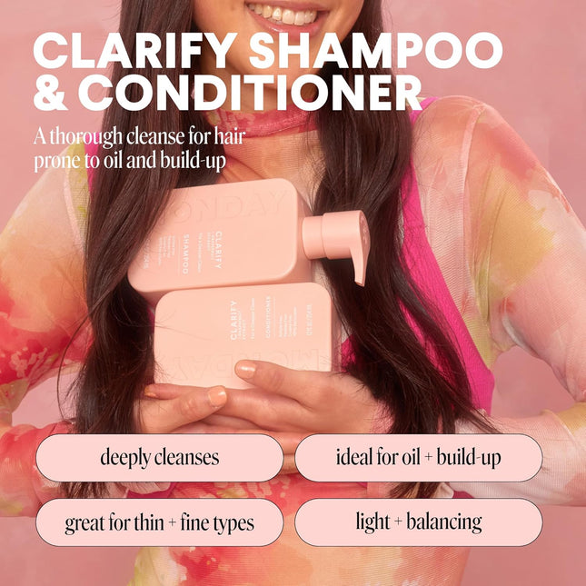 MONDAY HAIRCARE Clarify Shampoo and Conditioner Set 12 Oz for Oily Hair Made wit