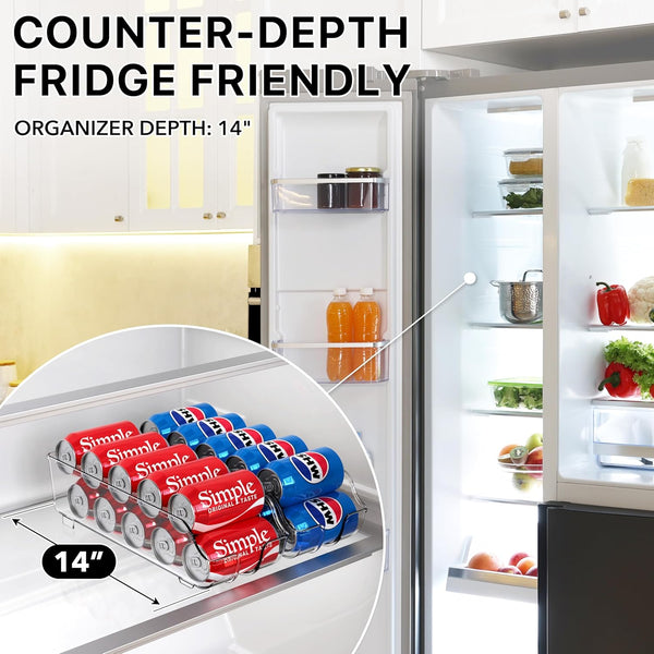 Simple Houseware Soda Can Organizer for Pantry / Refrigerator, Clear, Set of 2