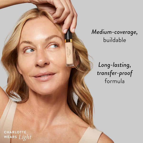 LAURA GELLER NEW YORK the Ideal Fix Concealer - Porcelain - Buildable Medium to Full Coverage Liquid Concealer - Covers under Eye Dark Circles &