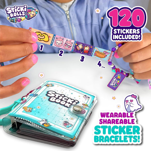 Sky Castle Sticki Rolls Sticker Book Bracelet - 120 Holographic Stickers | Series 2, 50 Laminated Activity Pages, Collectible Kawaii Designs, Ages