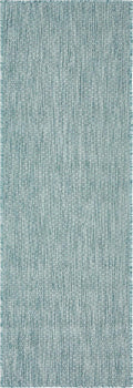 Unique Loom Collection Casual Transitional Solid Heathered Indoor/Outdoor Flatweave Area Rug (2' X 6' 1" Runner, Aquamarine/Ivory)