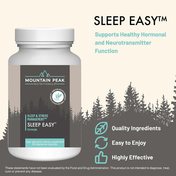 Mountain Peak Nutritionals Sleep Easy - Sleep Support Supplement Promoting a Relaxed & Calm Mood - 5-HTP, Amino Acids, Melatonin, & Magnesium -