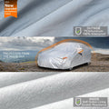 Kayme 6 Layers Car Cover Waterproof All Weather for Automobiles, Outdoor Full Cover Rain Sun UV Protection with Zipper Cotton, Size A2 3XL