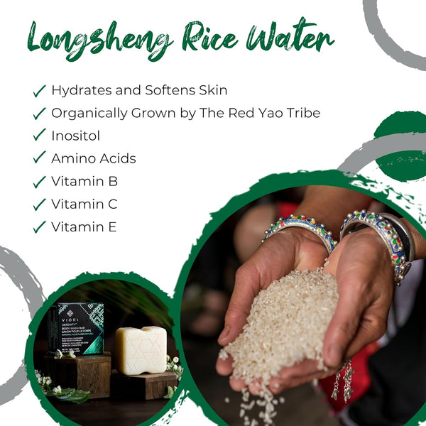 Viori Serenity Body Wash Bar -120 Gram Natural Aloe Scent - Body Soap Bar with Handcrafted with Longsheng Rice Water & Natural Ingredients -