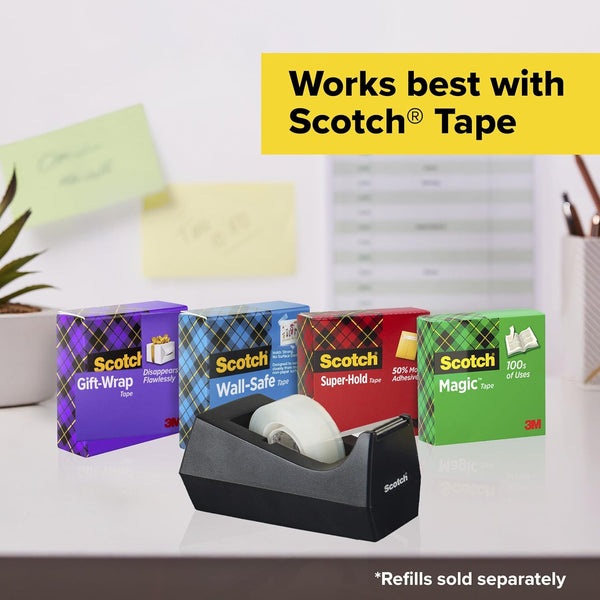 Scotch Desktop Tape Dispenser, Black, 2.7 in. x 2.7 in. x 6.4 in., 1 Tape Dispenser, Polystyrene (PS) 1-Pack