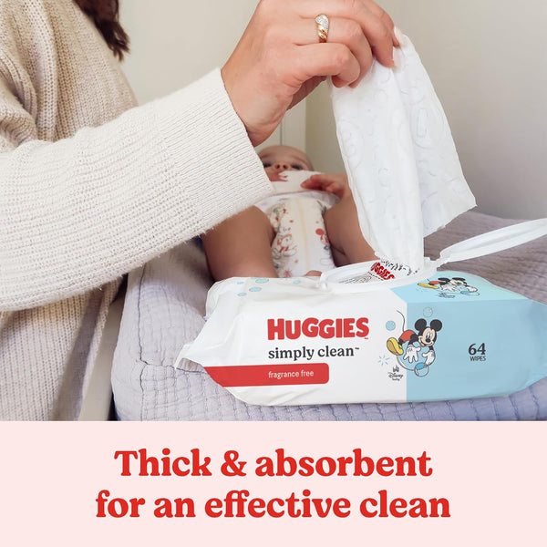 Huggies Simply Clean Unscented Baby Diaper Wipes, 1 Flip-Top Pack (64 Wipes Total), Packaging May Vary 64 Count (Pack of 1)