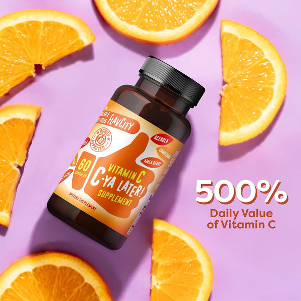 FlavCity Vitamin C Supplement, C-Ya Later! Superfood-Derived Immunity Support - Bioavailable Vitamin C Immune Support from Acerola Cherry, Rose