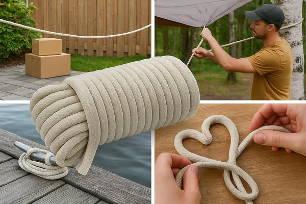 100 Ft Heavy Duty Braided Cotton Rope Clothesline Approximately #6 1/4" 6 mm Multi Purpose Home Boat Camping Size #6