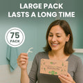 Natural Dental Floss Picks 75 Pack – Organic Biodegradable Floss Sticks with Strong Bamboo Charcoal Thread & Vegan Cornstarch Handle – No