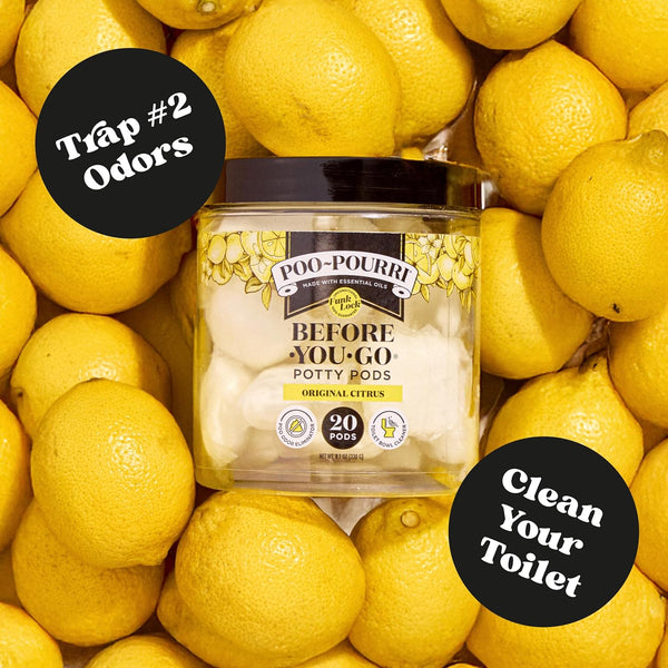 Poo~Pourri Original Citrus Before-You-Go 2-in-1 Toilet Potty Pods 20ct - Bathroom Odor Remover & Toilet Cleaner - Plant Based Ingredients &