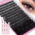 FADLASH DIY Lash Extension Kit Individual Lashes Cluster D Curl Eyelash Extension Kit with Lash Bond and Seal and Lash Applicator Tool for Self
