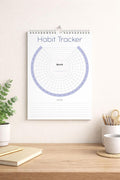 Habit Tracker Calendar (Undated 12 Month) with Silver Spiral Bound and Hanger, 7"x10" Habit Planner, Daily Weekly and Monthly Habit Tracker