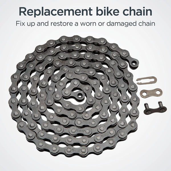 Schwinn Chain, Steel Replacement Chain, 112 Links, Fits Derailleur & Non-Derailleur Bikes, Single & Multi-Speed Bikes 1/2 inch x 1/8 inch Single Speed