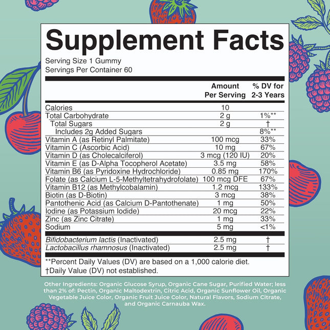 Maryruth Organics Toddler Multivitamin Gummies + Postbiotics | USDA Organic | Vi
