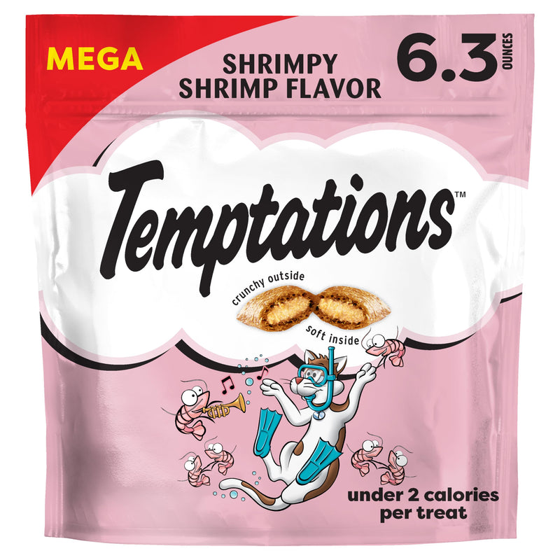 Temptations Classic Crunchy and Soft Cat Treats Shrimpy Shrimp Flavor, 6.3 Oz. Pouch