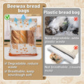 2Pcs Beeswax Bread Bags for Homemade Bread - Reusable Cotton Sourdough Breads Storage Bags, Large Beeswax Wraps Breads Storage to Keep Fresh,