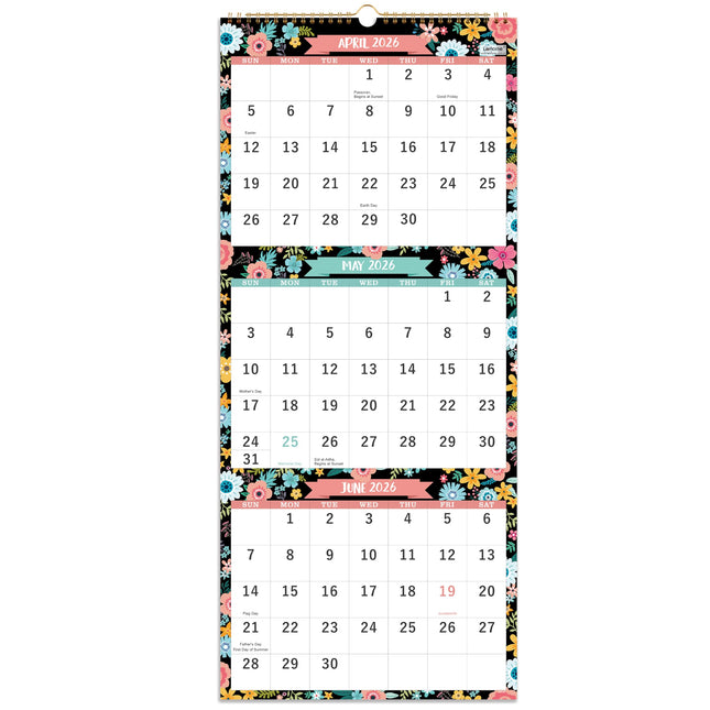 Calendar 2025-2026 - May. 2025 - Jun. 2026, 3 Month Display Wall Calendar (Folde