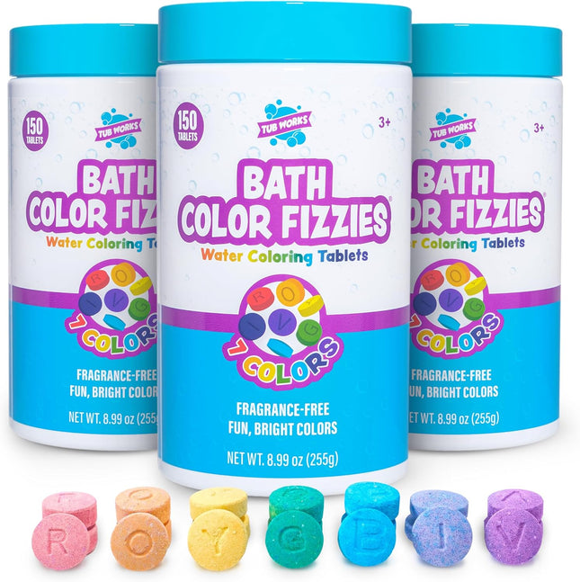 Tub Works® Bath Color Fizzies®, 150 Count, 3 Pack | Nontoxic & Fragrance-Free | 