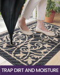 DEXI Front Door Mat Indoor Entryway 20x32 Inside Entrance Doormat Dark Gray | Non Slip Low Profile Thin Washable Welcome Entry Mats for House
