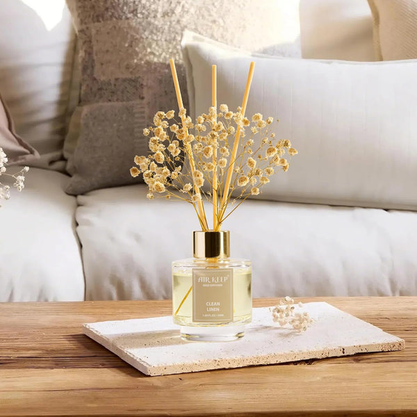 Airkeep Reed Diffuser Set of 3,Clean Linen Ocean Mist&Sea Salt Lavender Eucalyptus Oil Reed Diffusers for Bedroom Living Room Office Aromatherapy