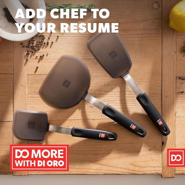 DI ORO Spatulas for Kitchen Use - Forever Warranty - 600°F Heat Resistance Silicone - Turner Spatula Set for Cooking - BPA Free Wide Pancake