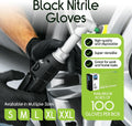 Inspire Black Nitrile Disposable Gloves | 4.5 Nitrile Disposable Safety Medical Cooking Cleaning Gloves Small Black - Box of 100