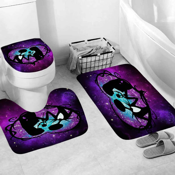 4Pcs Christmas Shower Curtain Sets Kids Bathroom Halloween Decor with 12 Curtain Hooks for Bathroom, Waterproof 71 x 71 inch (D3)