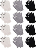 Pangda 12 Pairs Winter Touch Screen Gloves for Men Women Stretch Knitted Texting Gloves Warm Windproof Solid Color Mittens Black, White, Gray