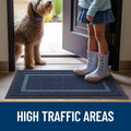 OLANLY Front Door Mat Outside 29.5x17, All-Season Heavy-Duty Rubber Doormat Blue Classic Border Rectangular 29.5" x 17"