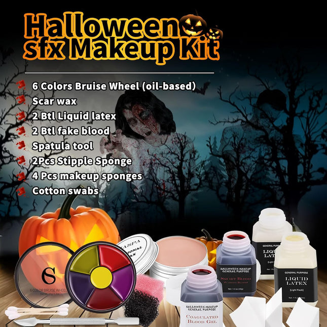 CHASPA Halloween Liquid Latex Special Effects SFX Makeup Kit - Scar Wax + 2 Btl 