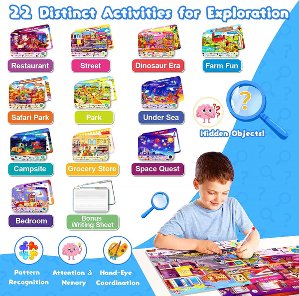 Search and Find Game Books - Flash Cards - Preschool Learning Activities for Kids Age 3-8, Travel Games for or Road Trip Car Airplane, Educational